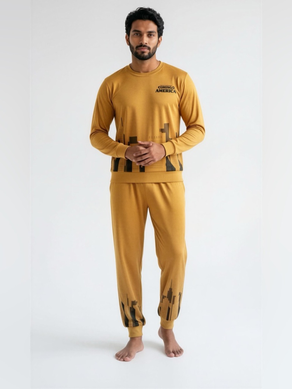 Unisex Gold Mustard Pajama Lounge Set Coming to America Movie Themed New Size S
